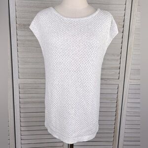BANANA REPUBLIC Sleeveless Summer Weight Tunic Sweater White/Gray-Small